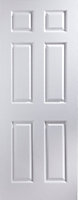 6 panel Unglazed Contemporary White Woodgrain effect Internal Door, (H)2040mm (W)726mm (T)40mm
