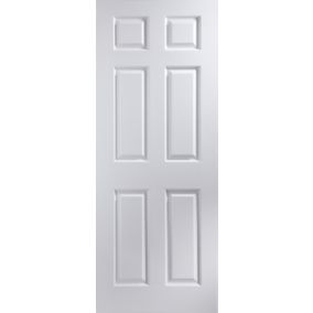 6 panel Unglazed Contemporary White Woodgrain effect Internal Door, (H)2040mm (W)926mm (T)40mm