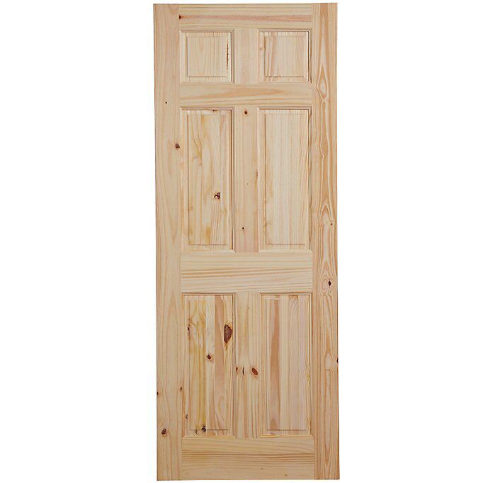 6 panel Unglazed Internal Knotty pine Door, (H)1981mm (W)762mm (T)35mm