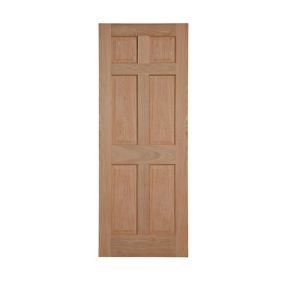6 panel Unglazed Oak veneer Internal Door, (H)1981mm (W)686mm (T)35mm
