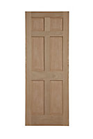 6 panel Unglazed Oak veneer Internal Door, (H)1981mm (W)838mm (T)35mm