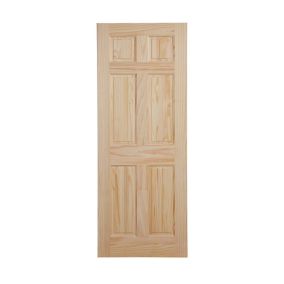 6 panel Unglazed Victorian Pine veneer Internal Clear pine Door, (H)1981mm (W)838mm (T)35mm