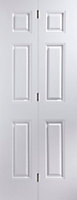 6 panel Unglazed White Internal Bi-fold Door set, (H)1950mm (W)595mm