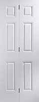 6 panel Unglazed White Internal Bi-fold Door set, (H)1950mm (W)750mm