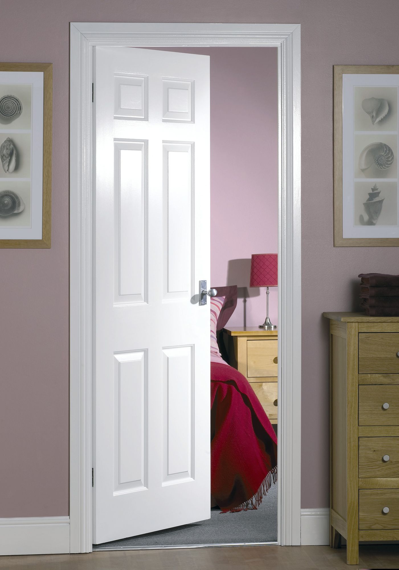 6 panel Unglazed White Internal Door, (H)1981mm (W)610mm (T)35mm