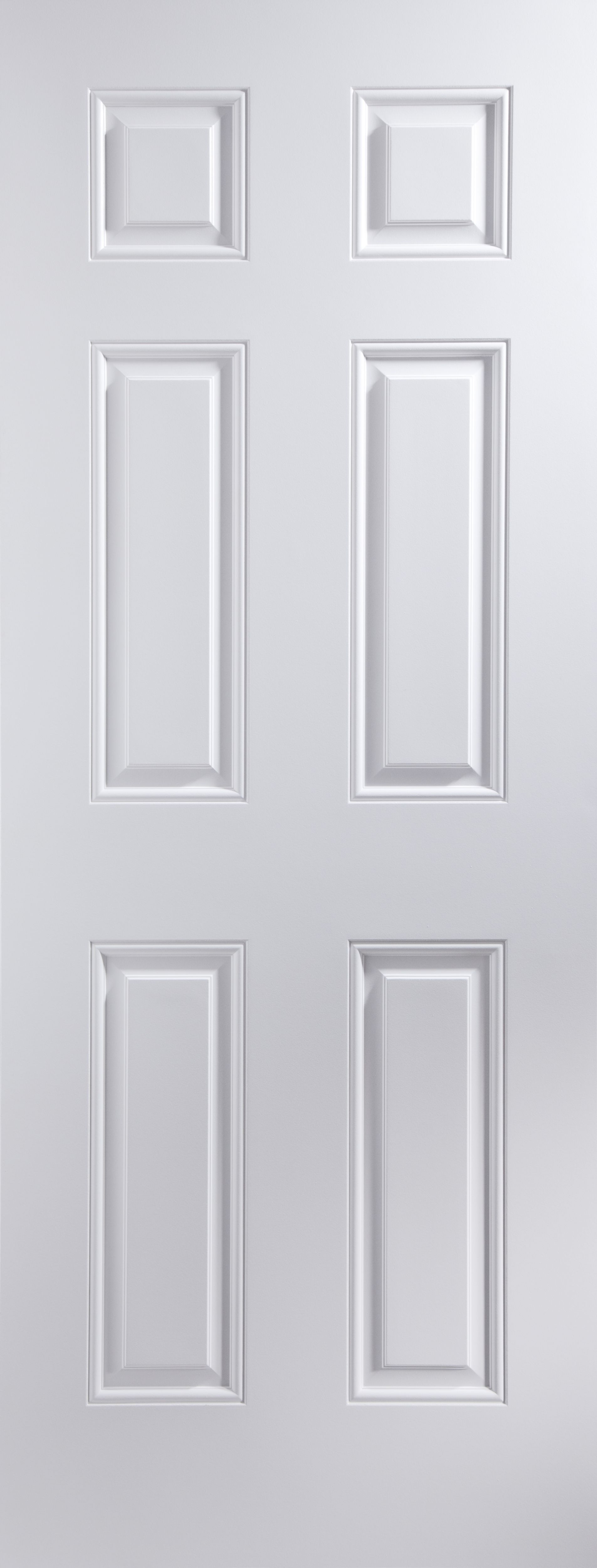 6 panel Unglazed White Internal Door, (H)1981mm (W)686mm (T)35mm