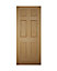 6 panel Unglazed Wooden White oak veneer External Front door, (H)1981mm (W)762mm