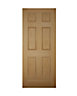 6 panel White oak veneer LH & RH External Front Door set, (H)2074mm (W)932mm