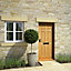 6 panel White oak veneer LH & RH External Front Door set & letter plate, (H)2125mm (W)907mm