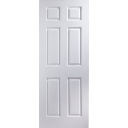 6 panel White Woodgrain effect Internal Door, (H)1981mm (W)610mm (T)35mm