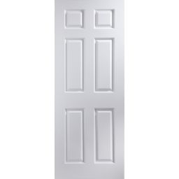 6 panel White Woodgrain effect Internal Door, (H)1981mm (W)686mm (T)35mm