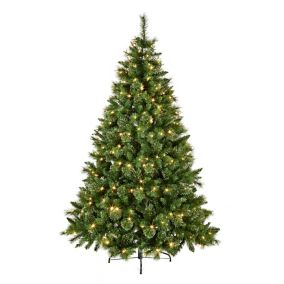 7ft Full Ridgemere Green Pre-lit Artificial Christmas tree