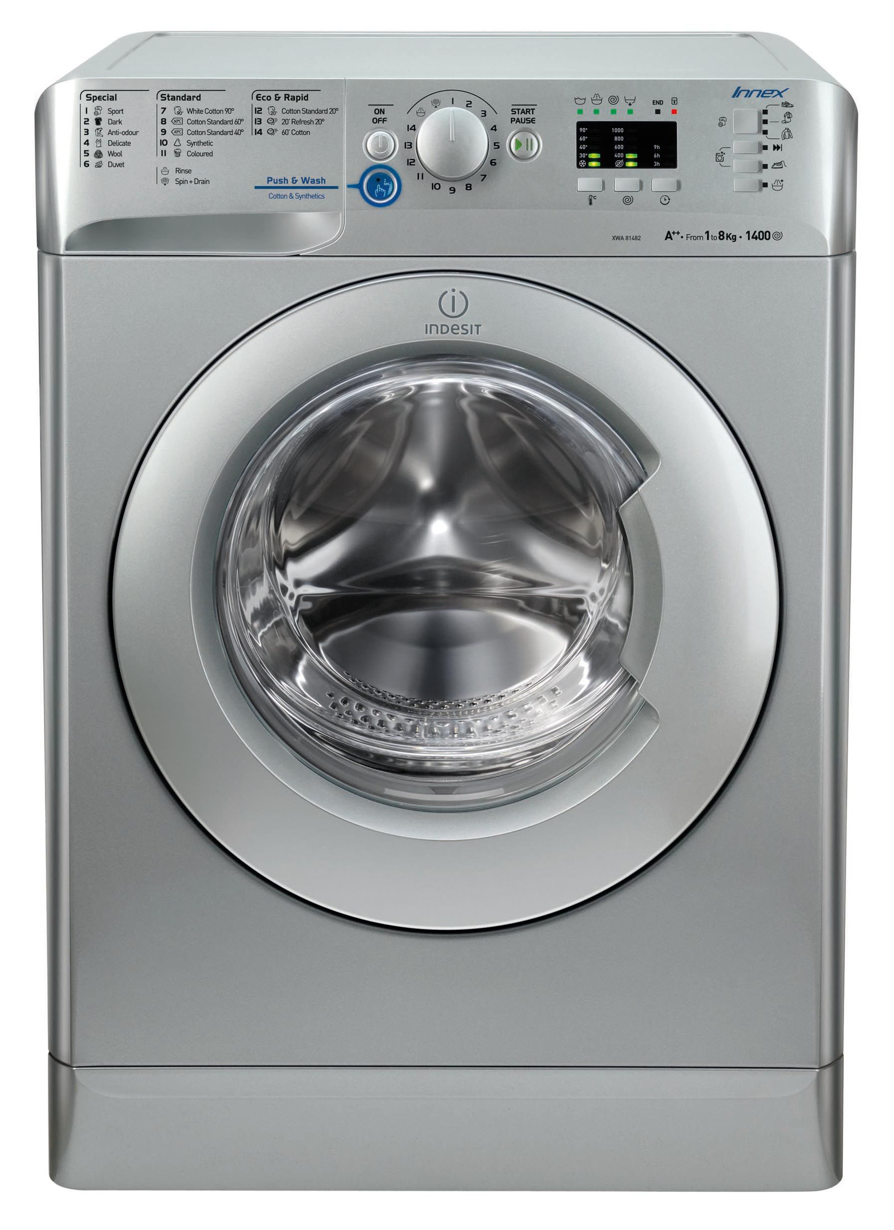 Indesit XWA81482XSUK Silver Freestanding Washing machine Departments