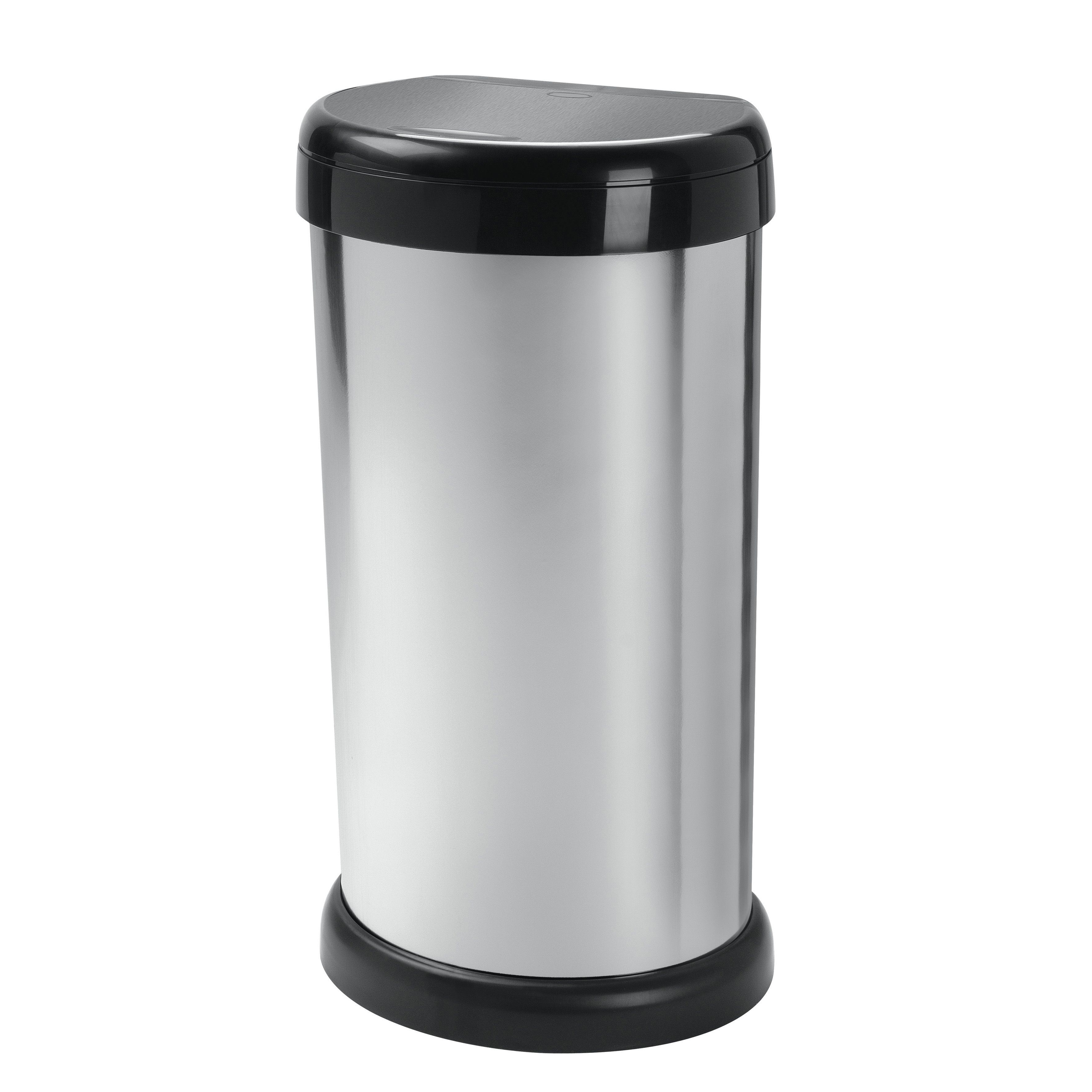 Touch Lid Silver Polypropylene Kitchen Bin Departments Diy At B Q