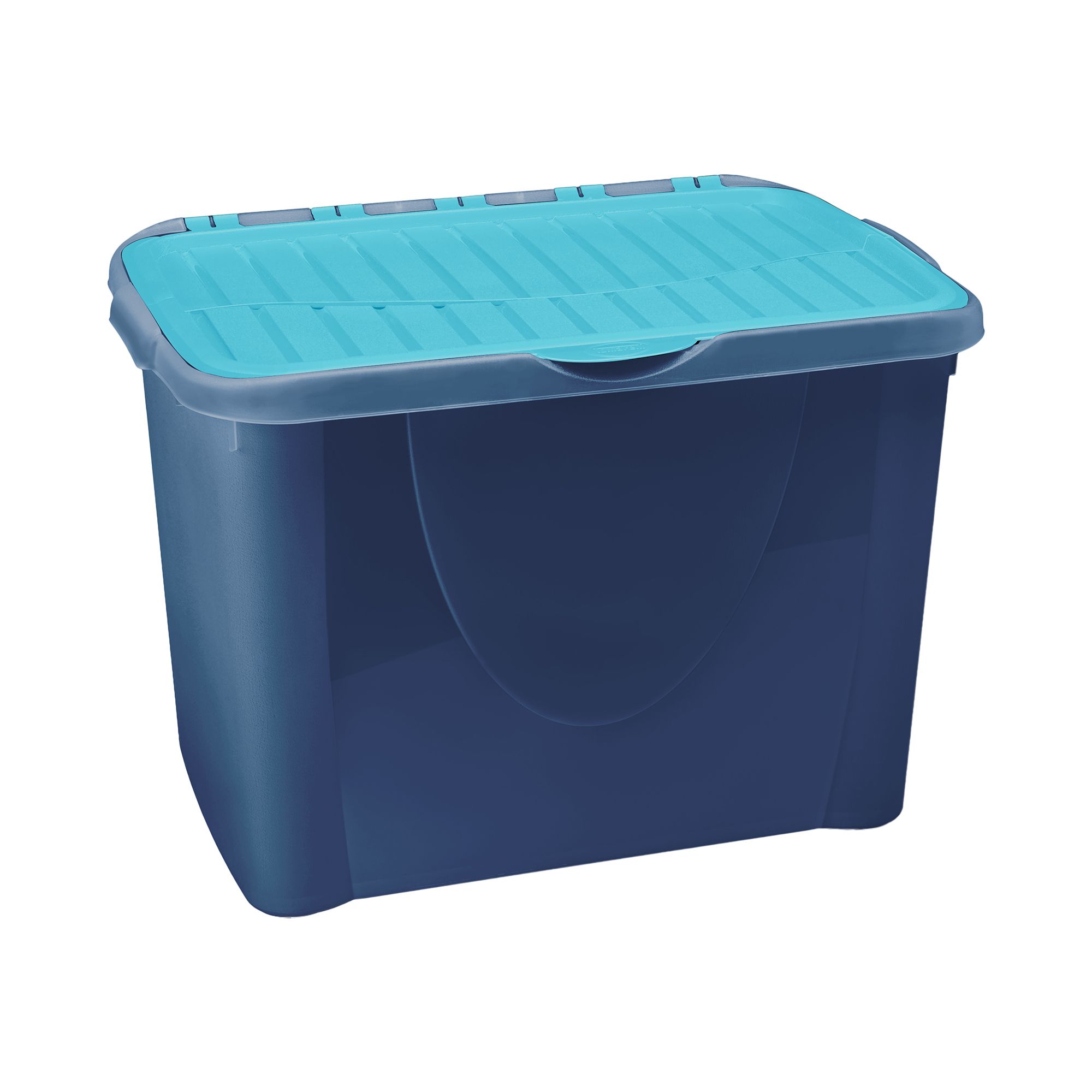 Blue 60L Plastic Stackable Storage Box Lid Departments DIY At B Q