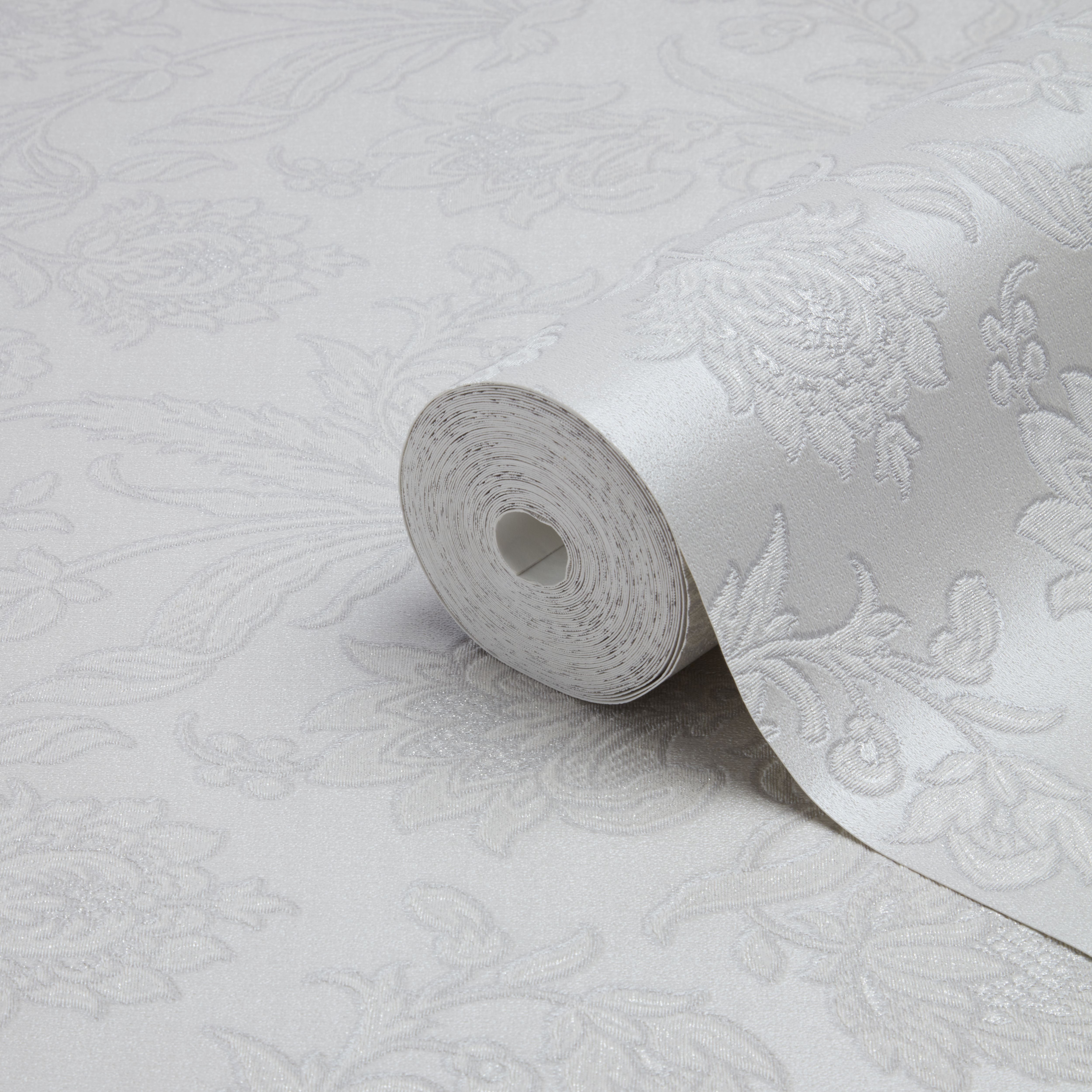 Fine Décor Verona Silver effect Floral Glitter Wallpaper Departments