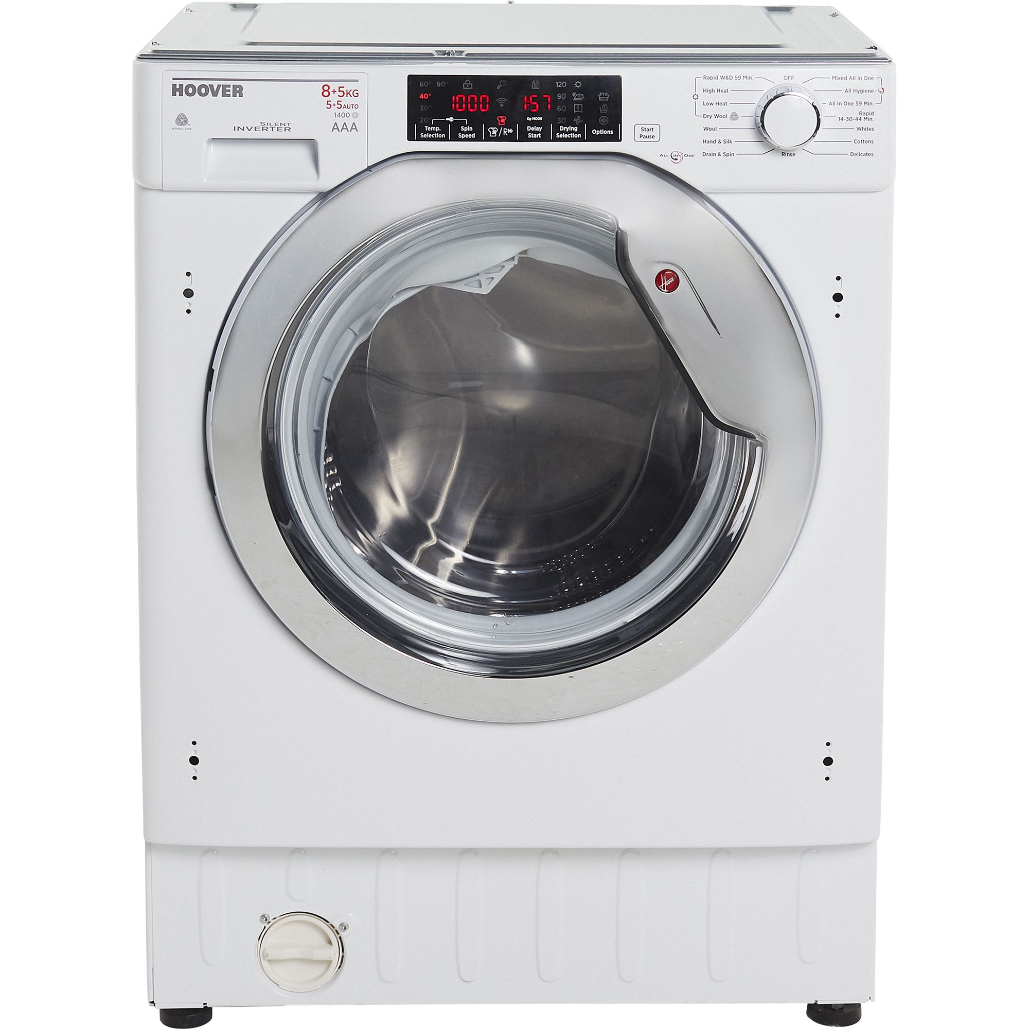 Hoover HBWDO8514TAHC80 White Builtin Condenser Washer dryer, 8kg/5kg
