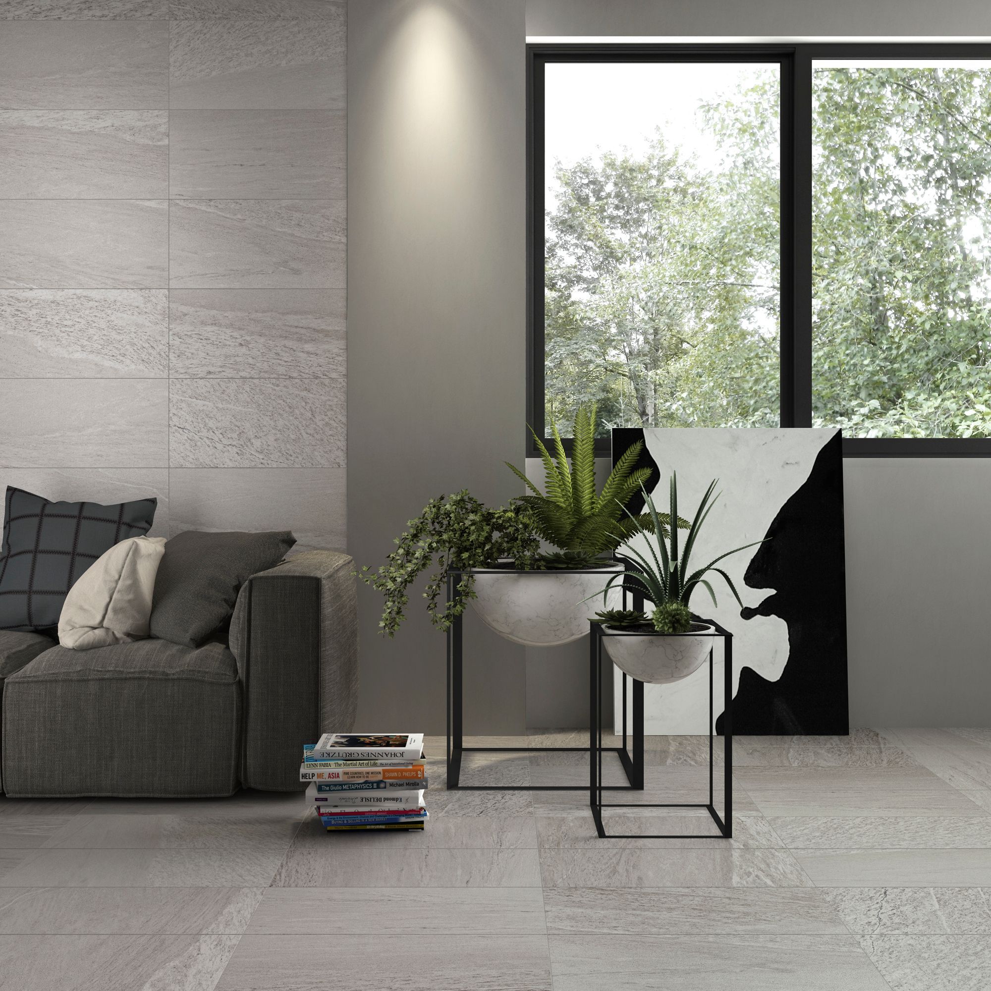 Shaded stone White Matt Stone effect Porcelain Wall & floor tile, Pack ...