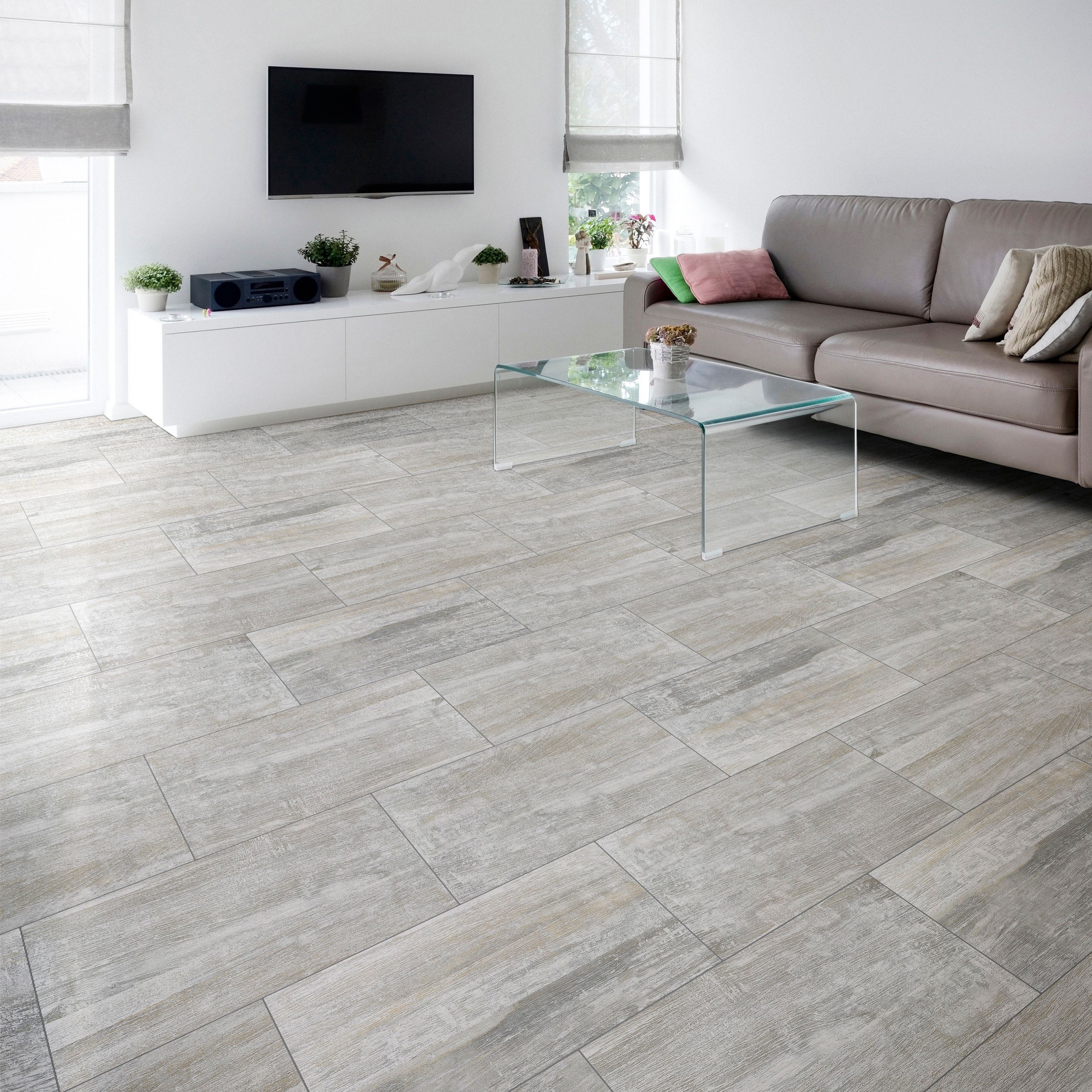 Nordico Grey Vintage Porcelain Floor tile, Pack of 8, (L ...