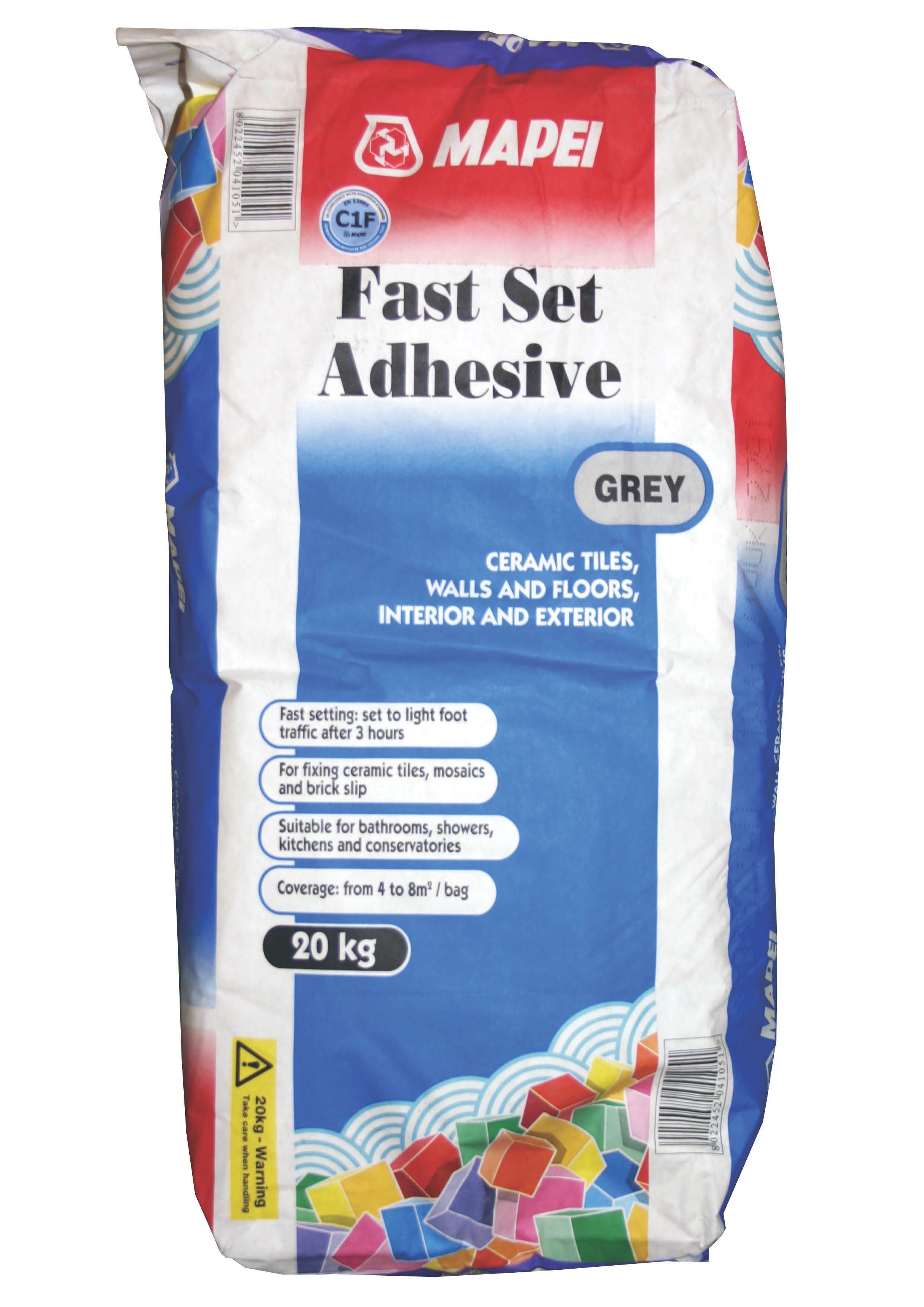 Mapei Fast Set Powder Wall Floor Tile Adhesive Grey 20kg