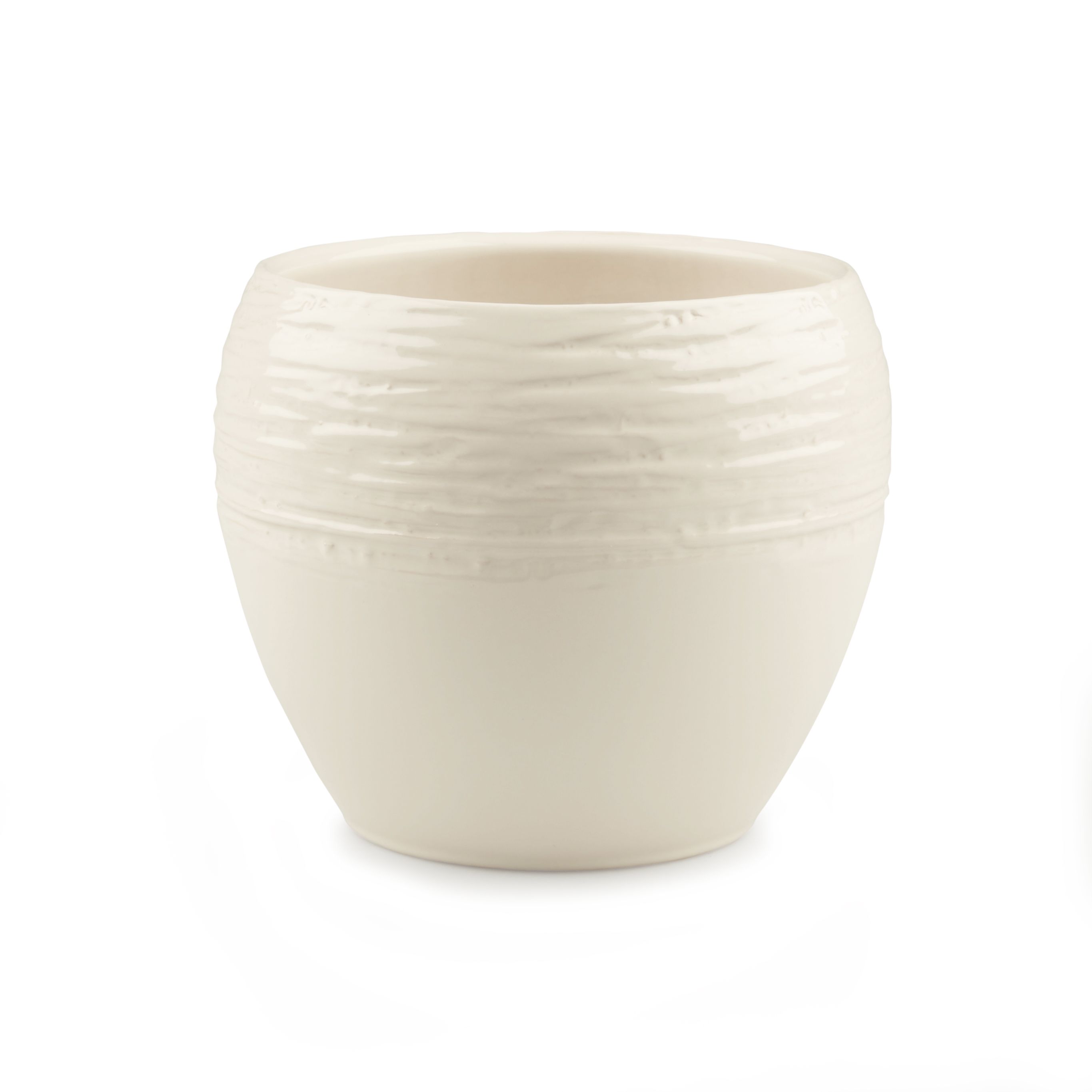 Lorance Round Clay Cream Glazed Plant pot (H)130mm (Dia)150mm ...