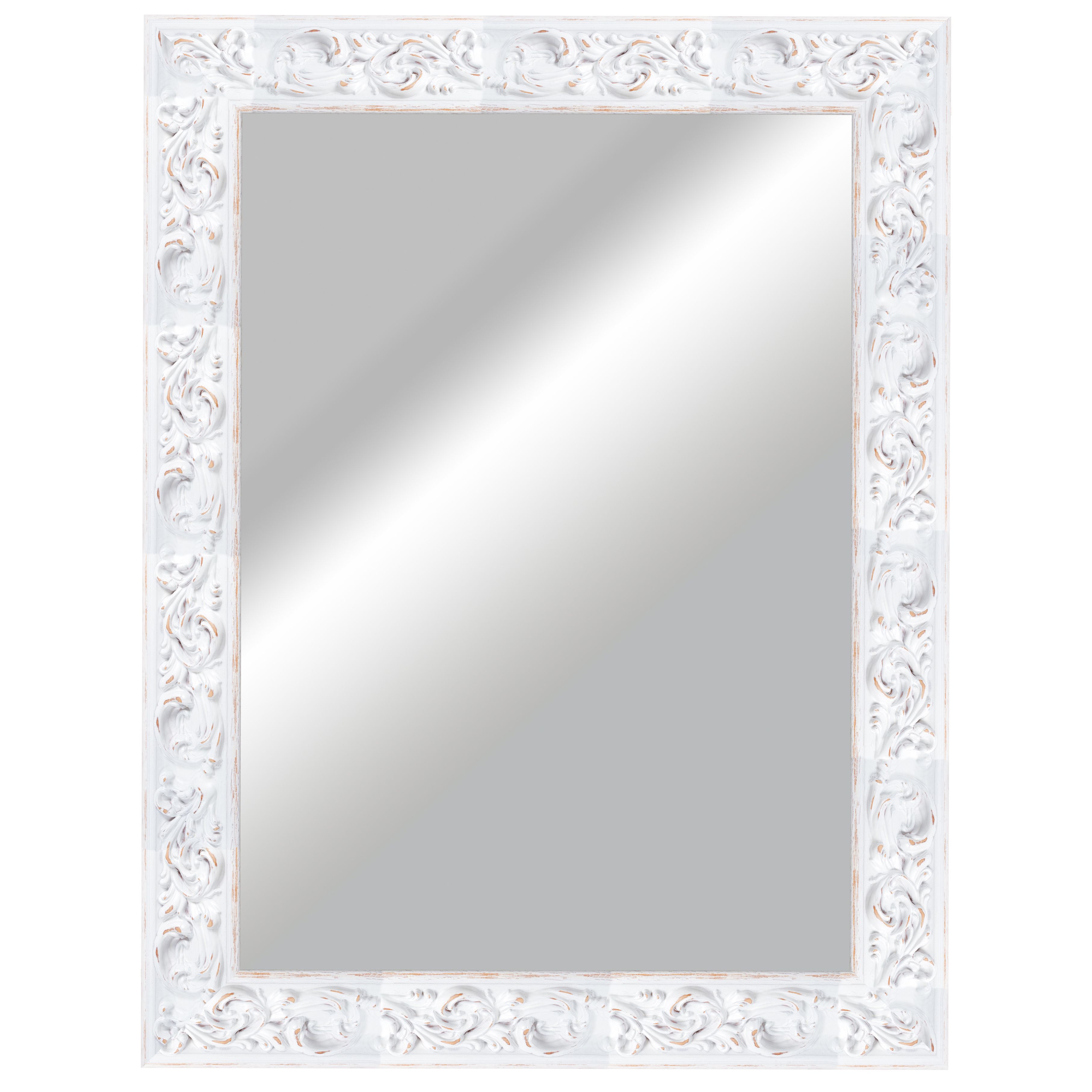 Rustic White Rectangular Framed Mirror (H)830mm (W)630mm | Departments