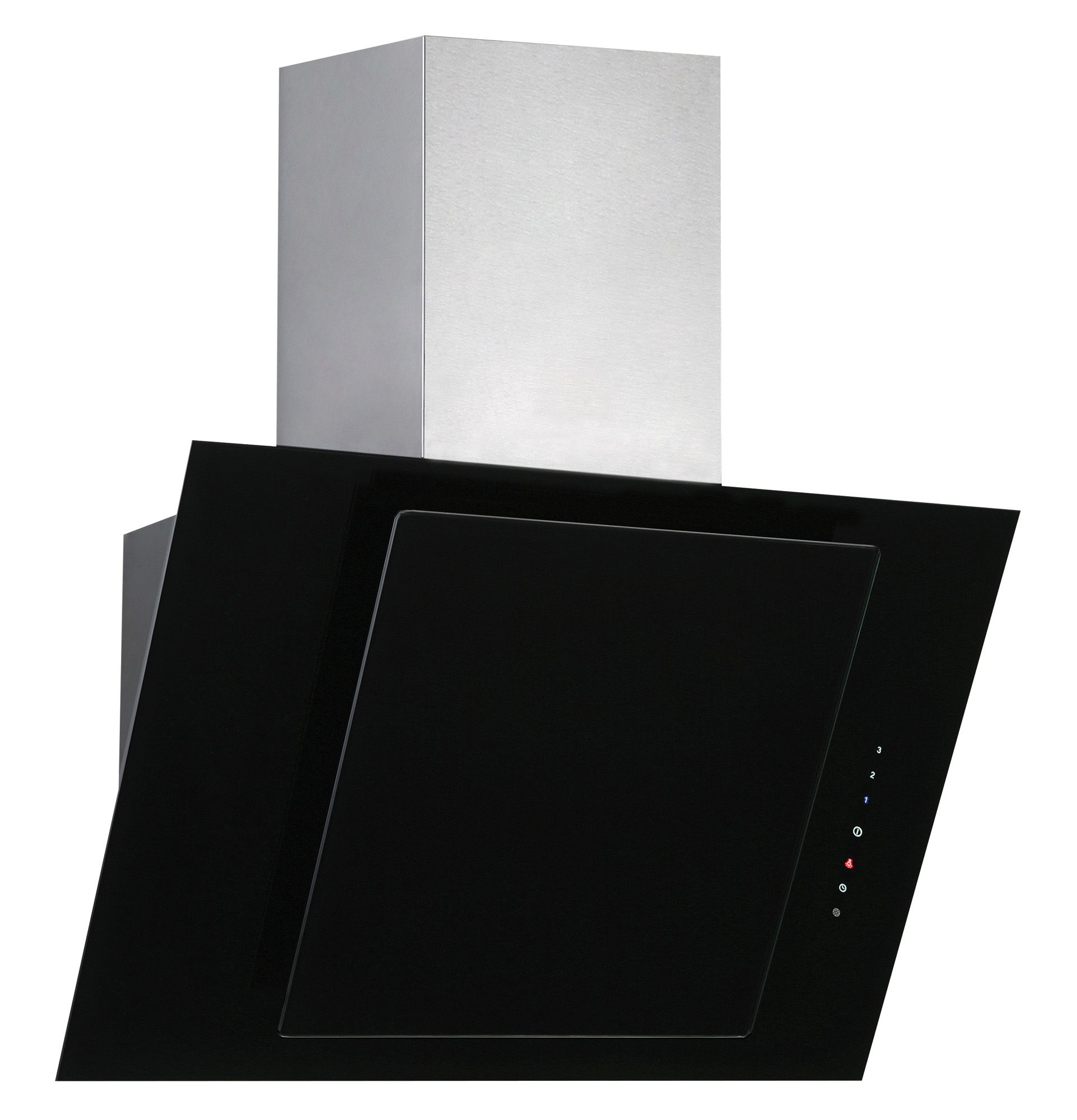 Designair ALPHA7BK Black Glass Angled Cooker hood, (W)70cm