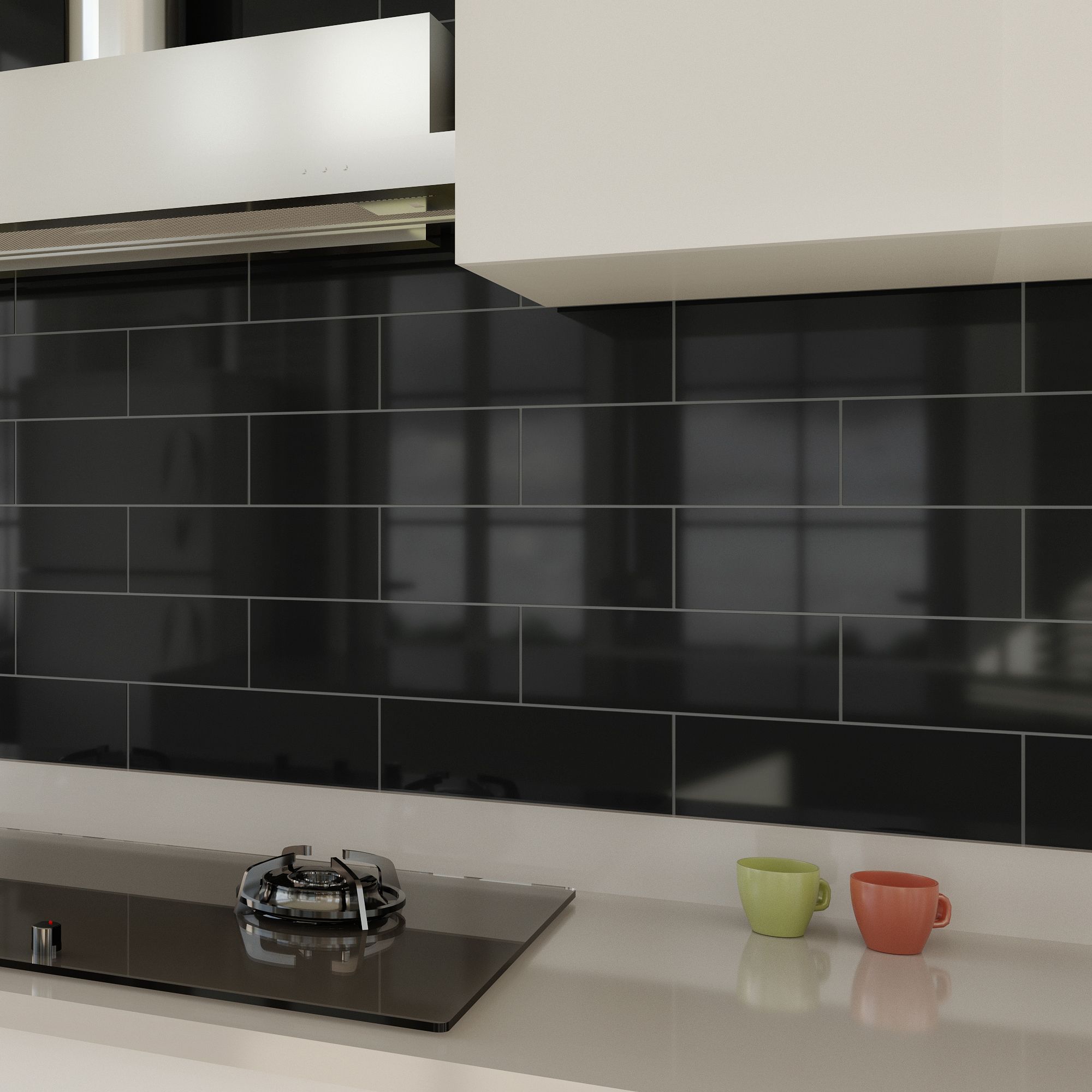 Windsor Black Gloss Ceramic Wall Tile