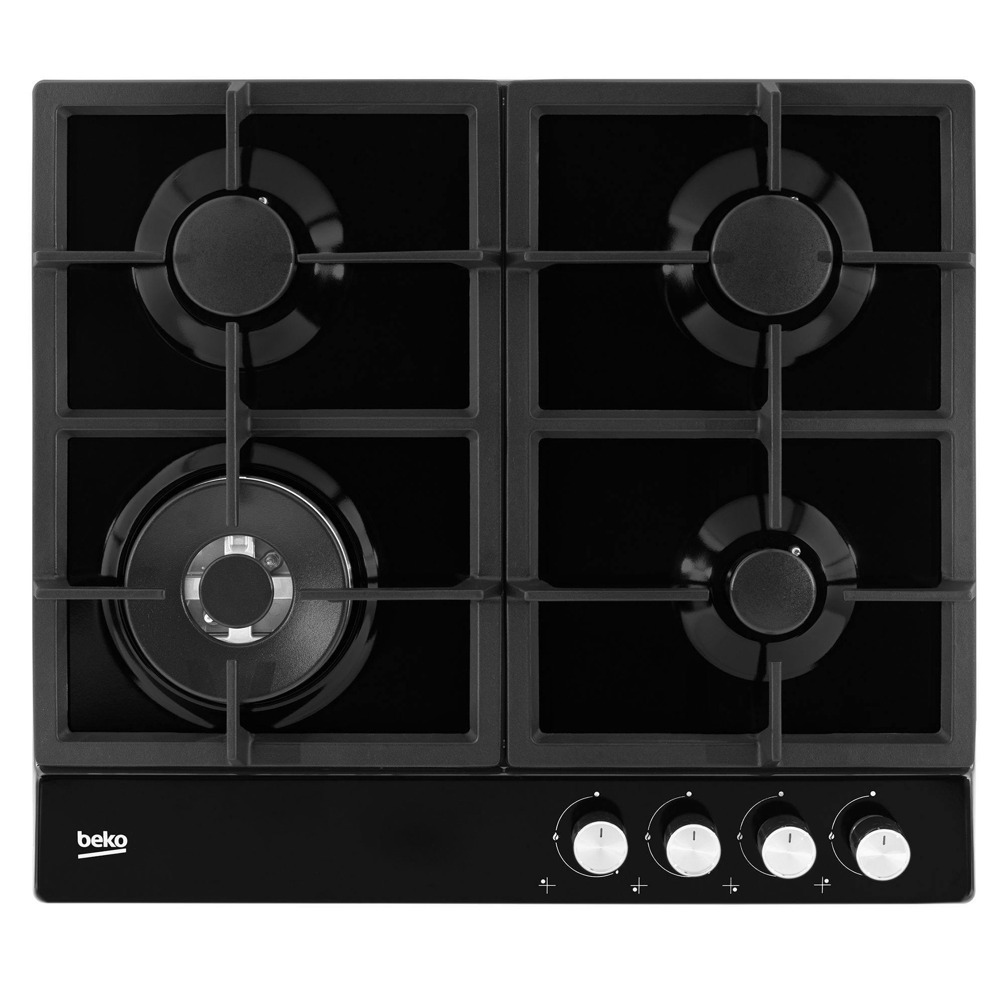 Beko HQAW 64225 SB 4 Burner Black Black Enamel Coated Steel Gas Hob
