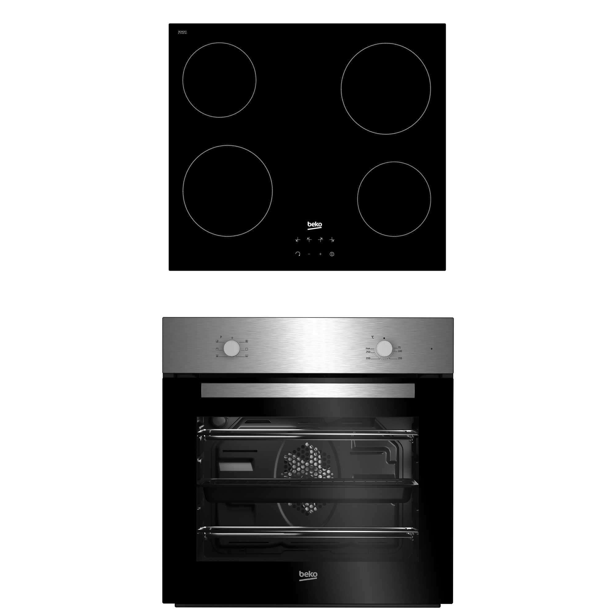 Beko QSE222X Stainless steel Single Multifunction Oven & ceramic hob