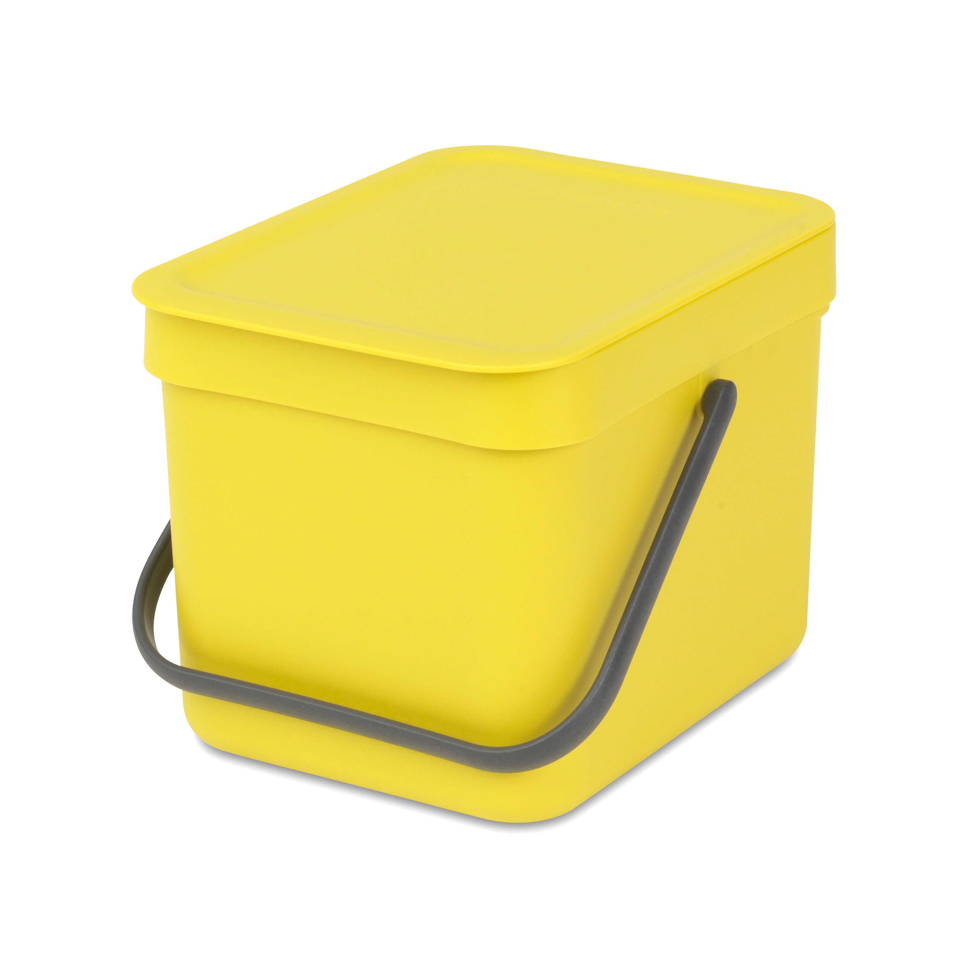 Brabantia Sort Go Yellow Plastic Square Waste Bin 6L Departments   8710755109683 05c