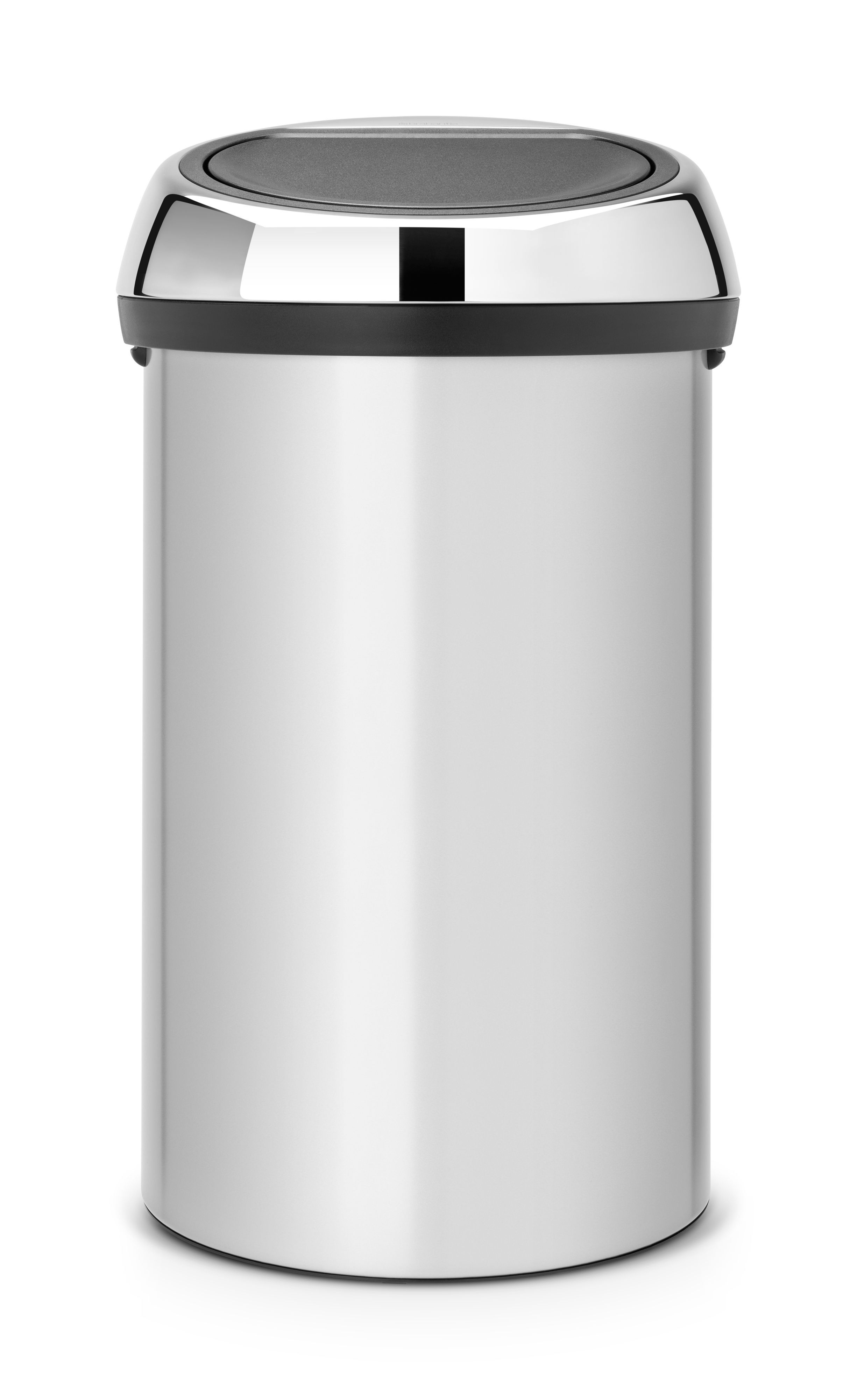 Brabantia Metallic Grey Metal Round Touch Top Kitchen Bin, 60L