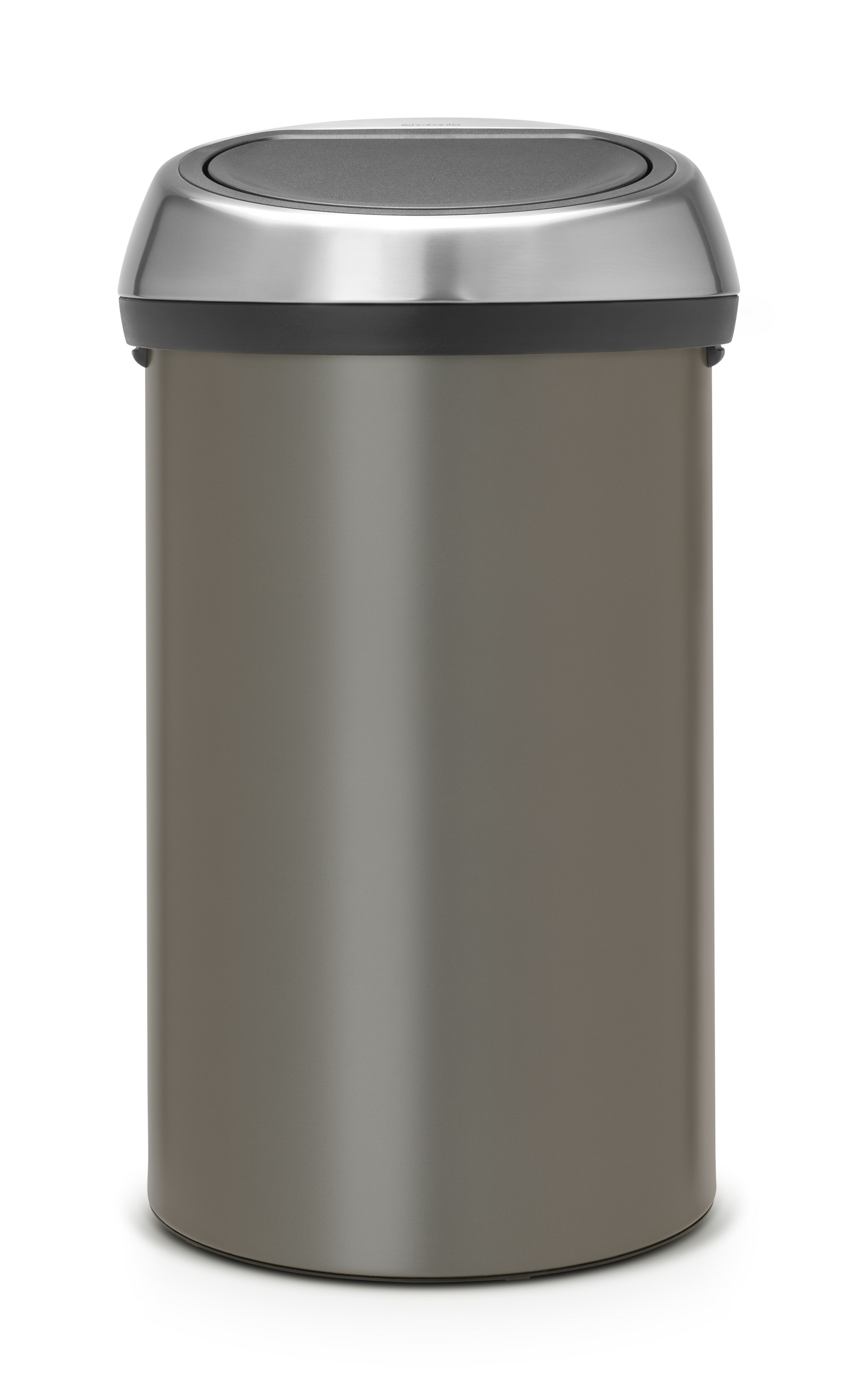 Brabantia Platinum Grey Metal Round Touch Top Kitchen Bin, 60L