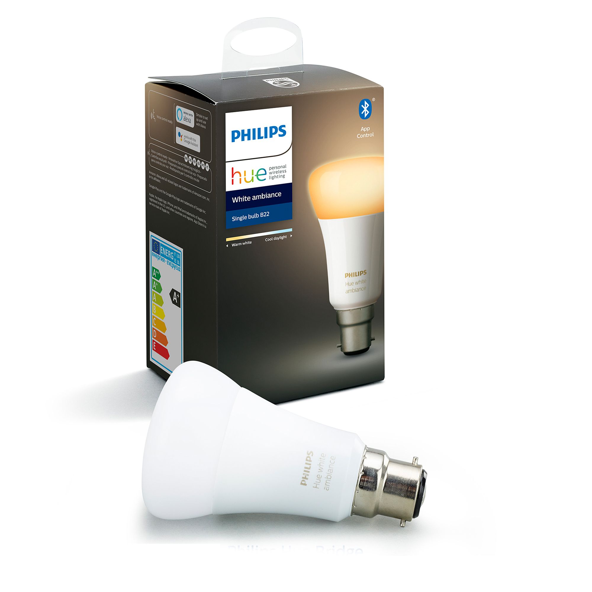 Philips Hue B22 LED Cool white & warm white Classic Dimmable Smart ...