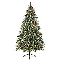 8ft New Jersey Spruce Green Snow tipped effect Hinged Full Artificial Christmas tree