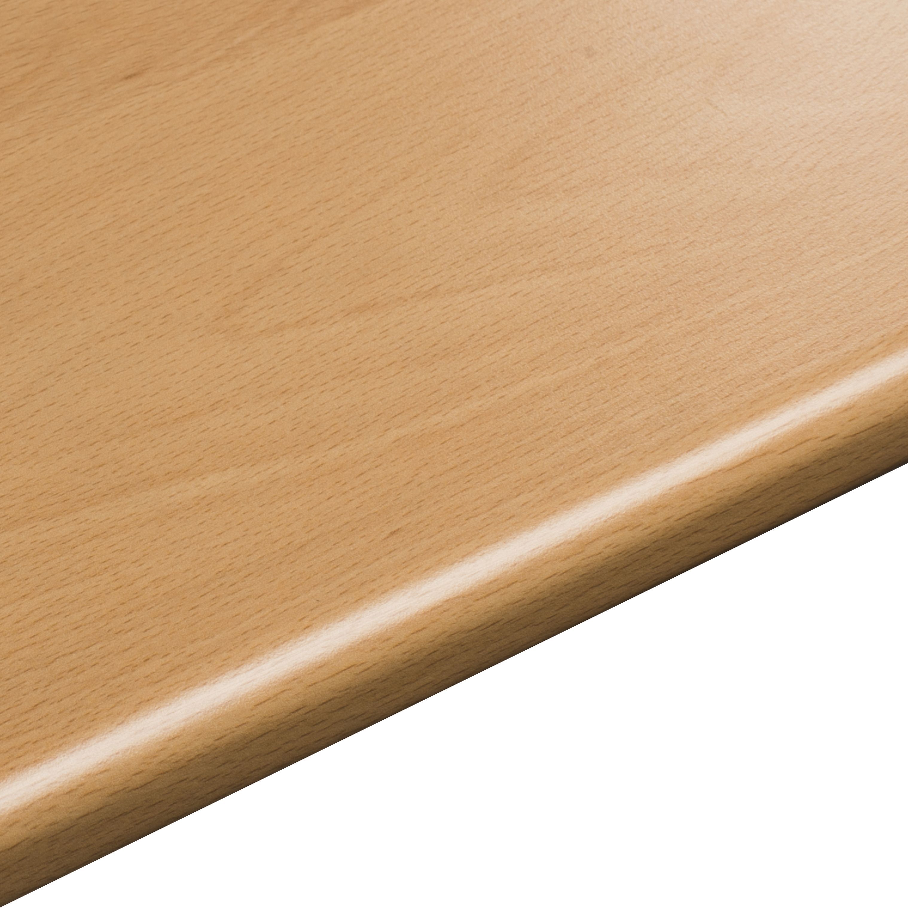 28mm Beech Effect Laminate Round Edge Kitchen Worktop L 3050mm