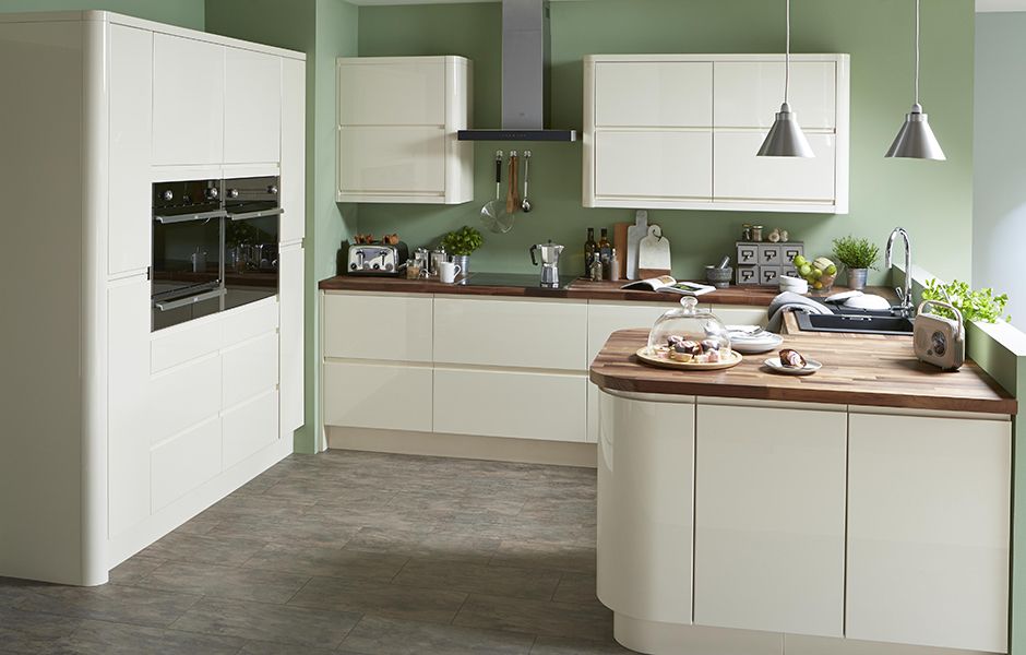 Cooke Lewis Appleby High Gloss Cream With Integrated Handle