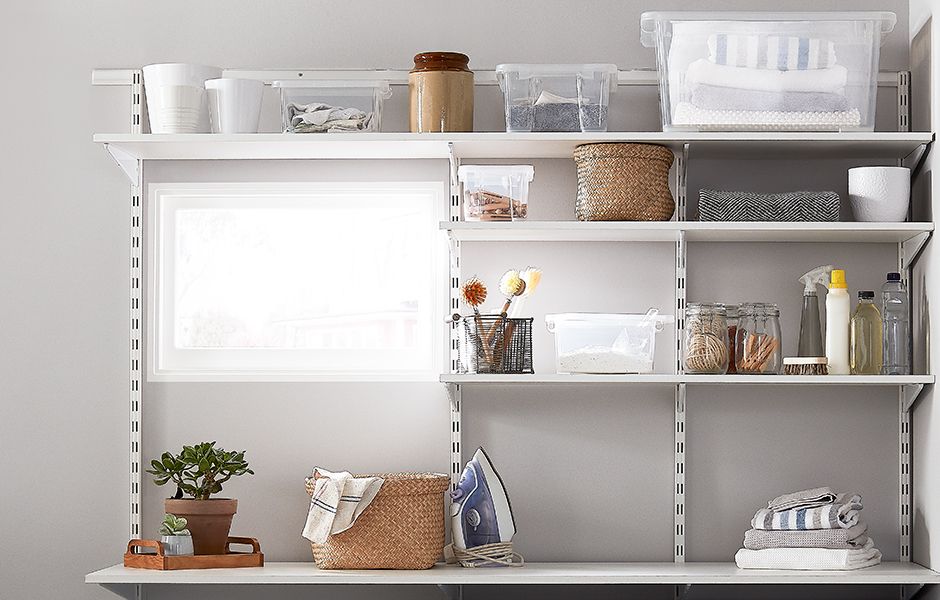 Closed storage. Twin Slot Shelving. Simple small Shelves.