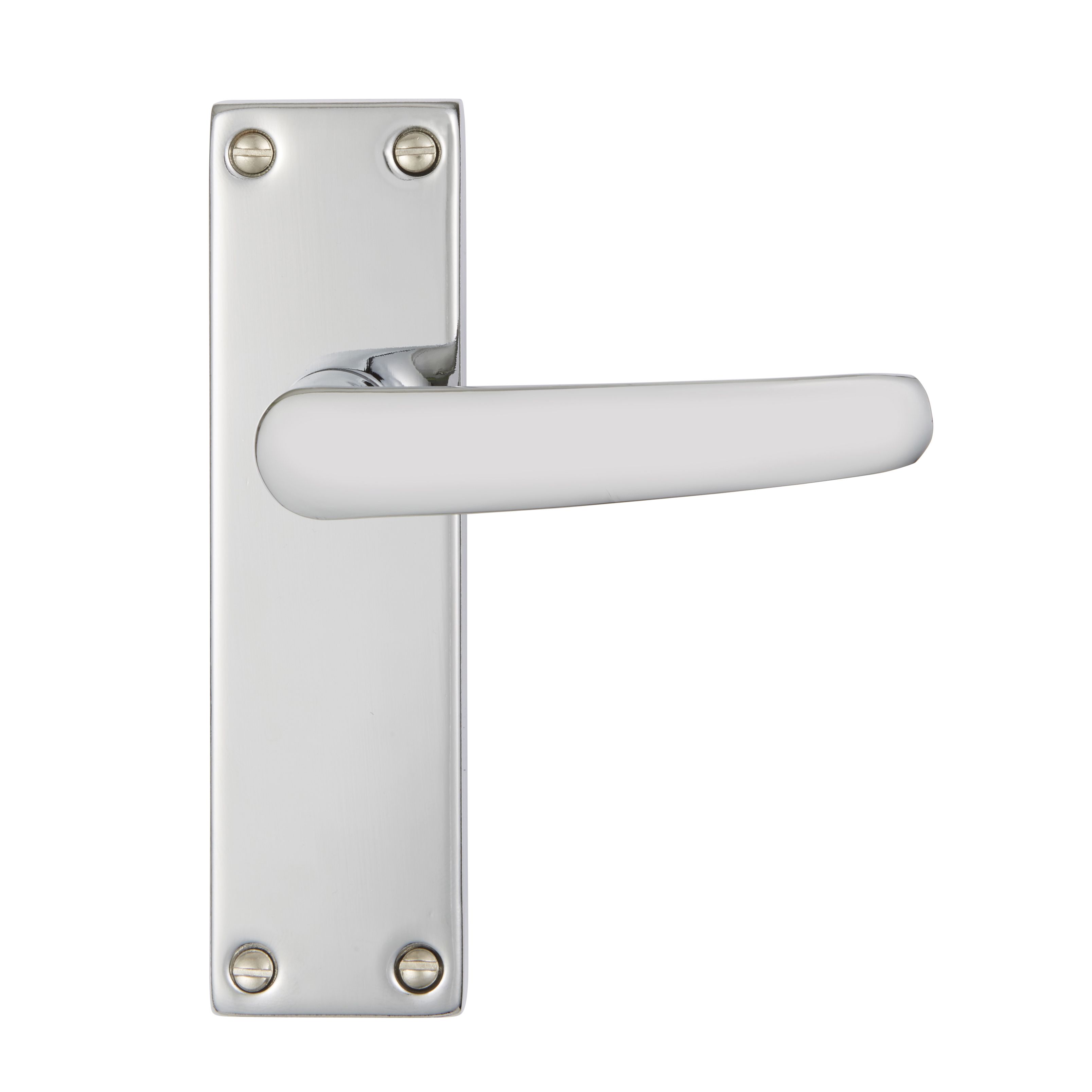 Abla Polished Chrome effect Aluminium Latch Door handle (L)109mm