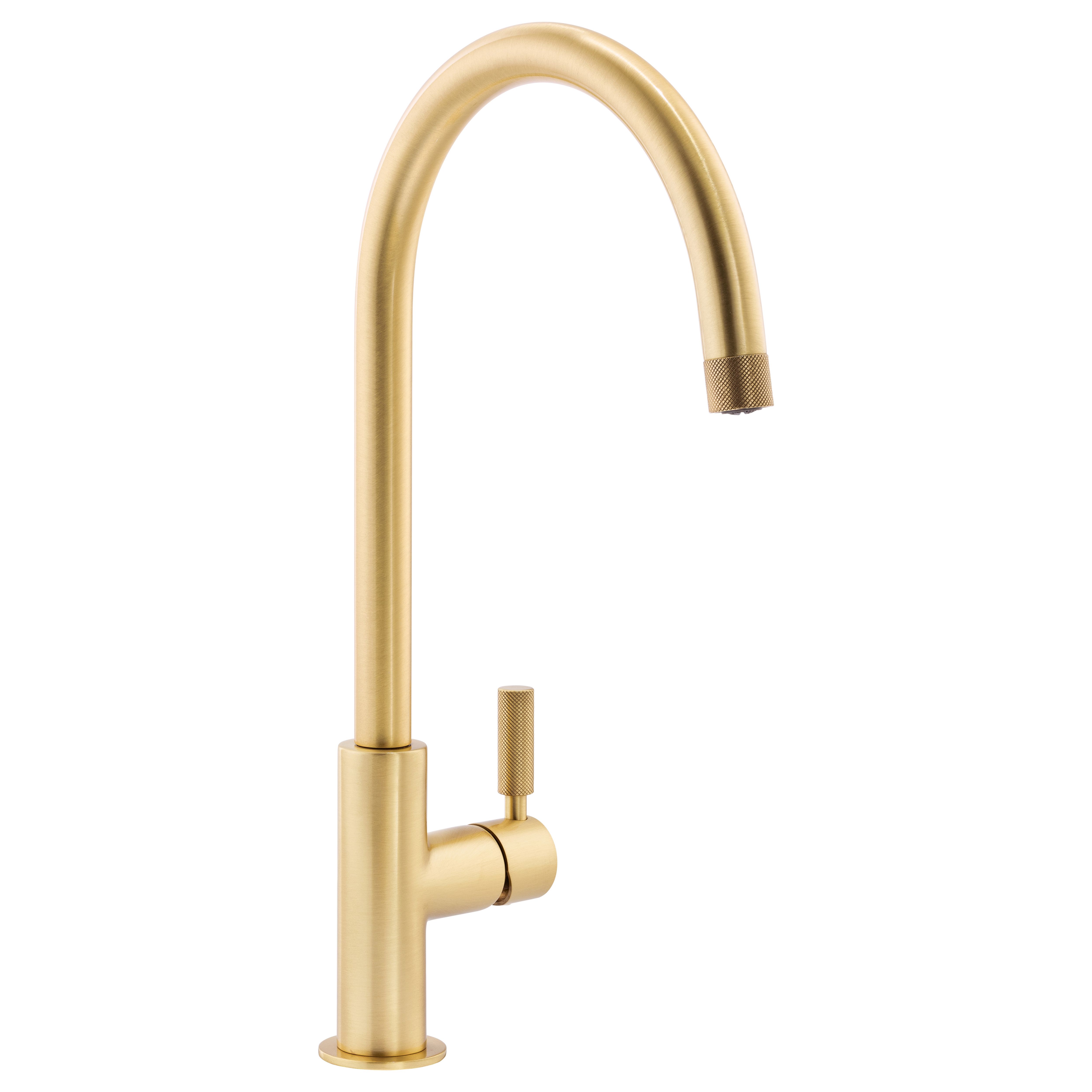 Abode Knurle Brass effect Kitchen Side lever Tap