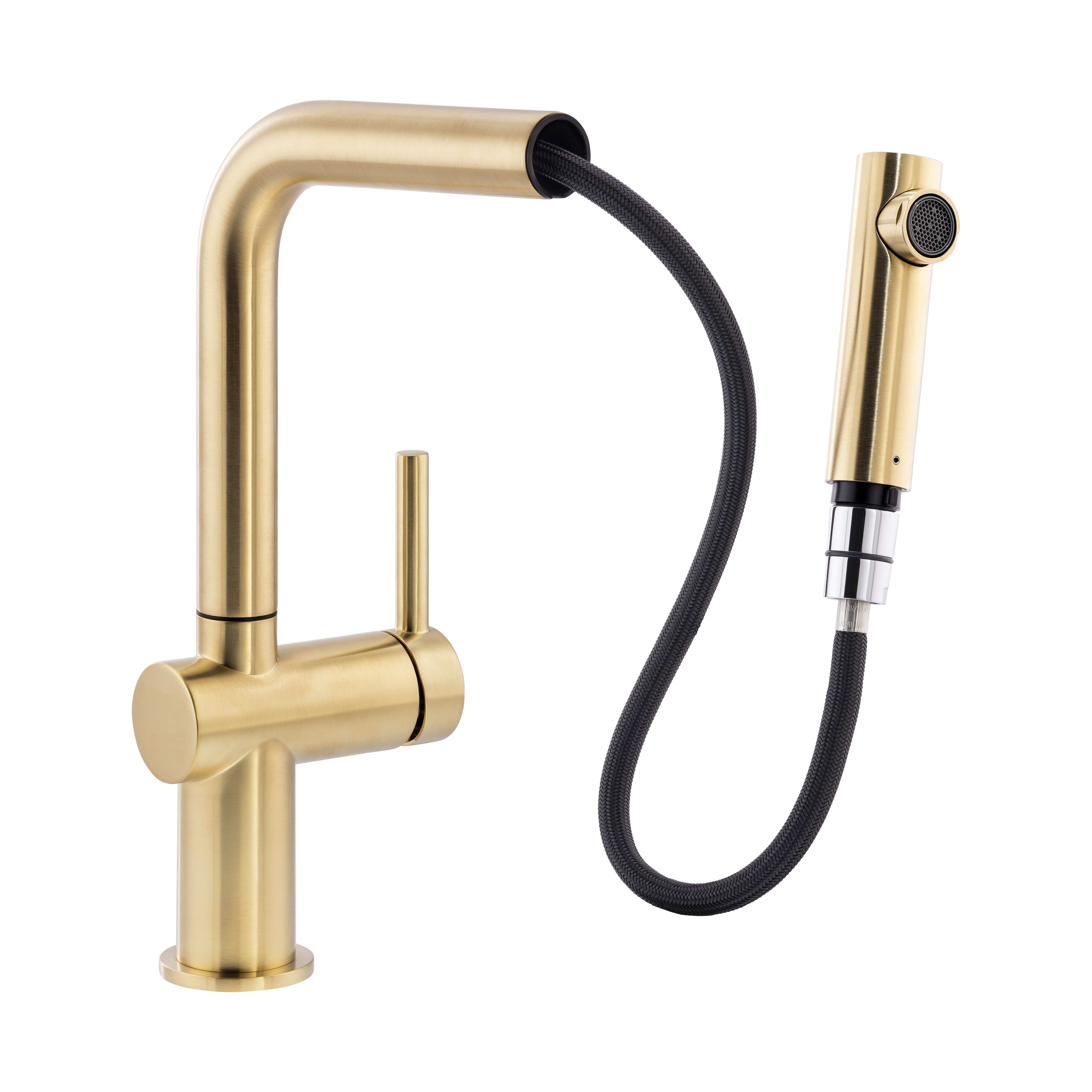 Abode Logik Brass effect Kitchen Side lever pull out Tap