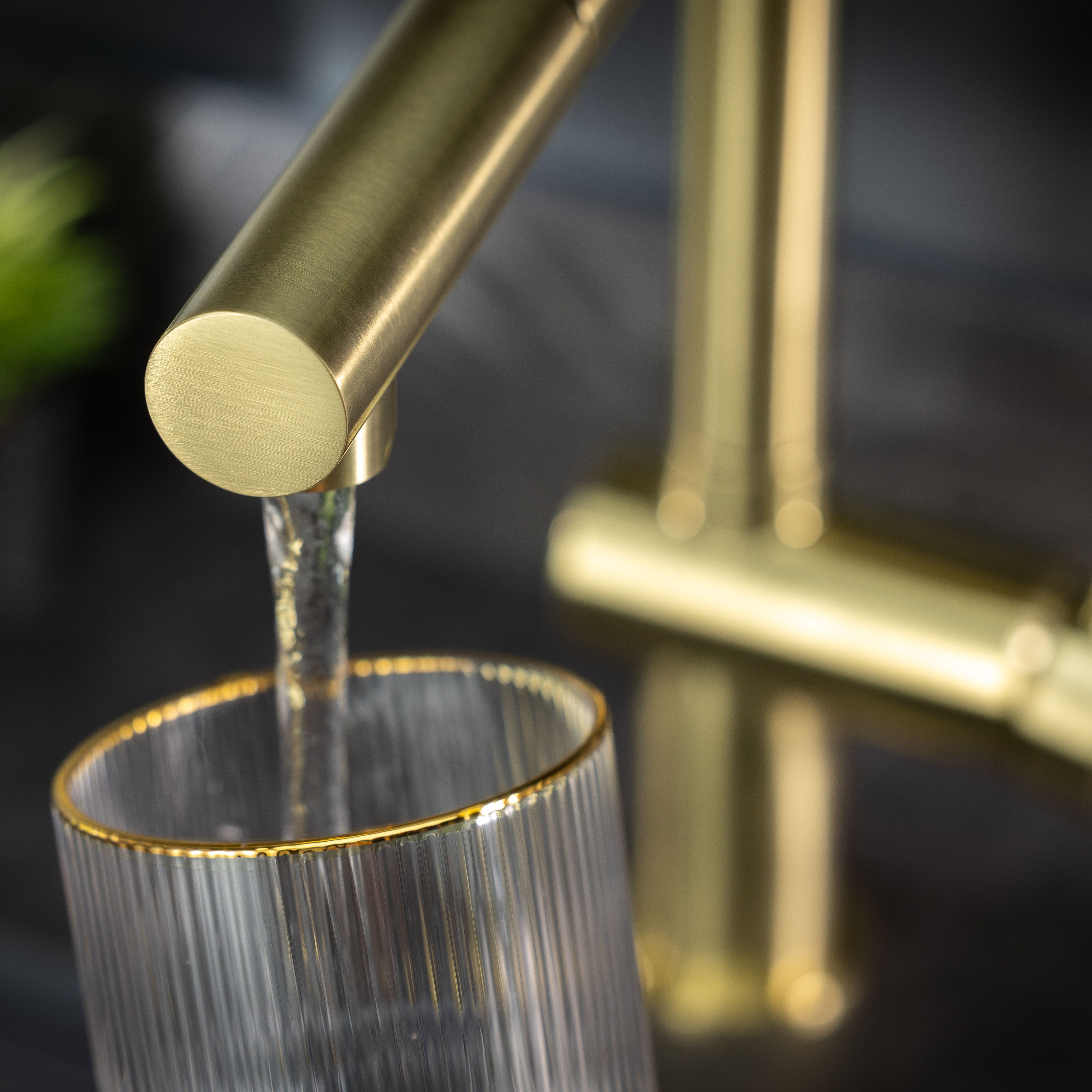 Abode Logik Brass effect Kitchen Side lever pull out Tap