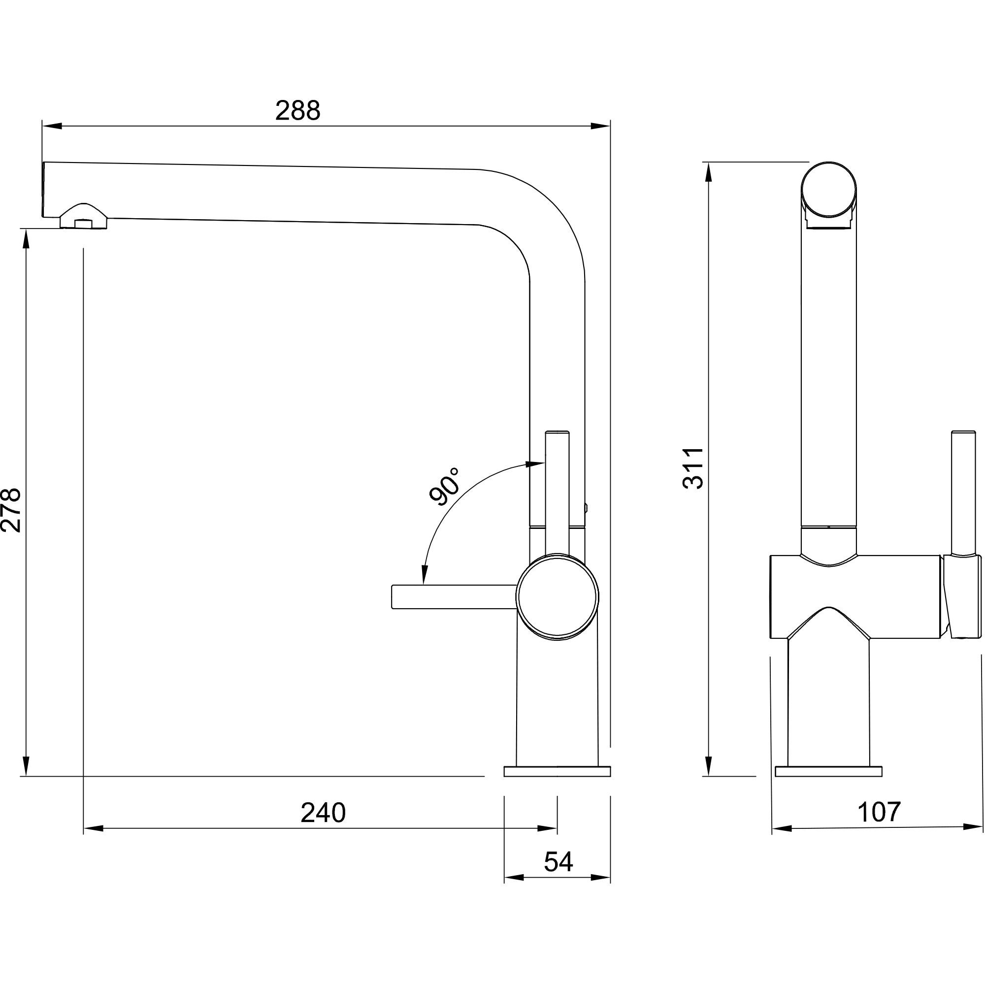 Abode Logik Chrome-plated Kitchen Side lever Tap