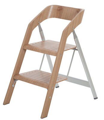 Abru 2 tread Aluminium wood Step stool H 0.91m