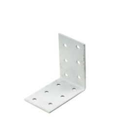 Abru Silver effect Powder-coated Steel Perforated Angle bracket (H)40mm (W)60mm (L)60mm