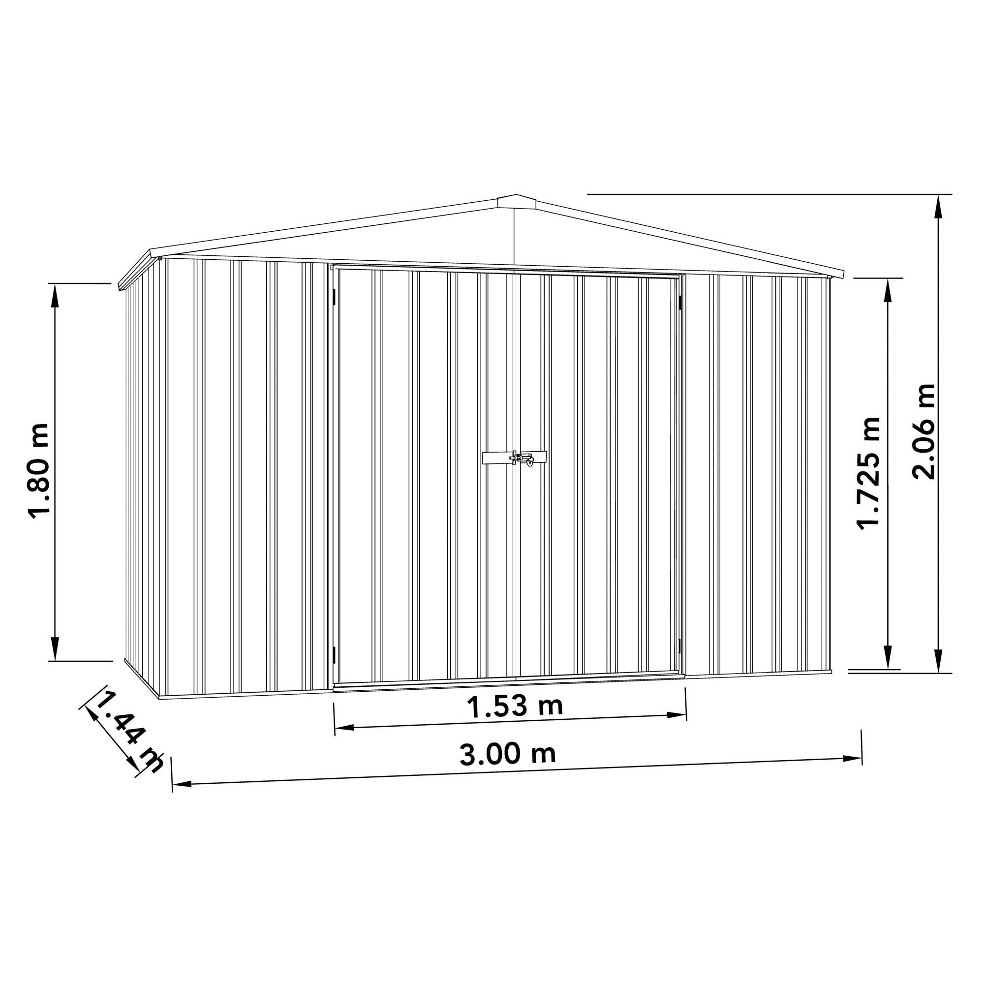 Absco Apex Grey Metal 2 door Shed