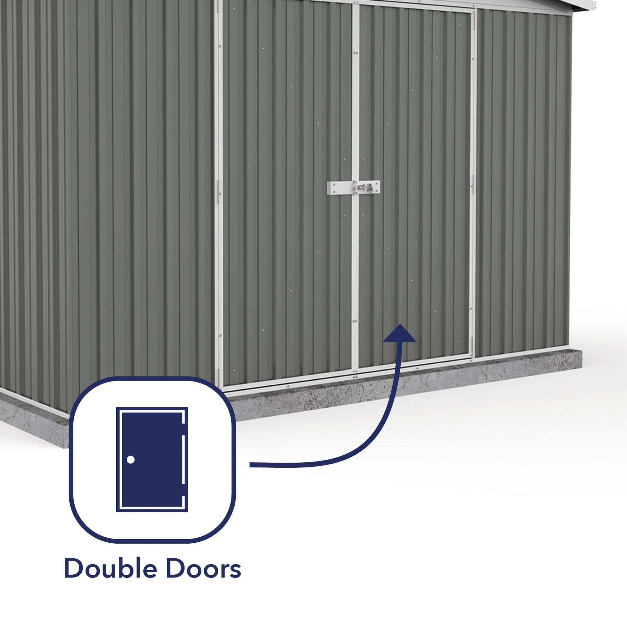 Absco Apex Grey Metal 2 door Shed