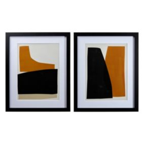Abstract black & yellow design Multicolour Framed print (H)54cm x (W)44cm