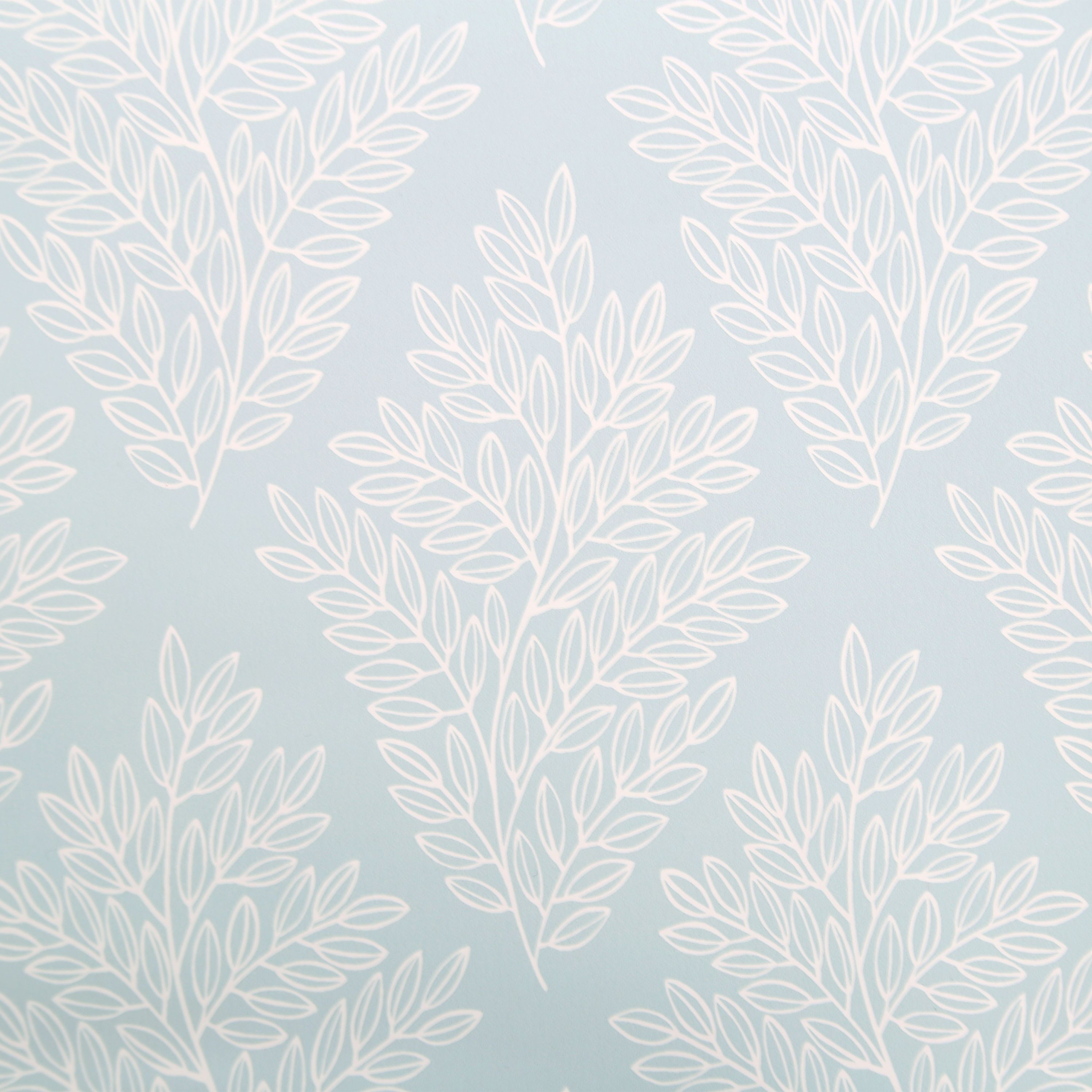 Acinos Blue & white Leaves Smooth Wallpaper Sample