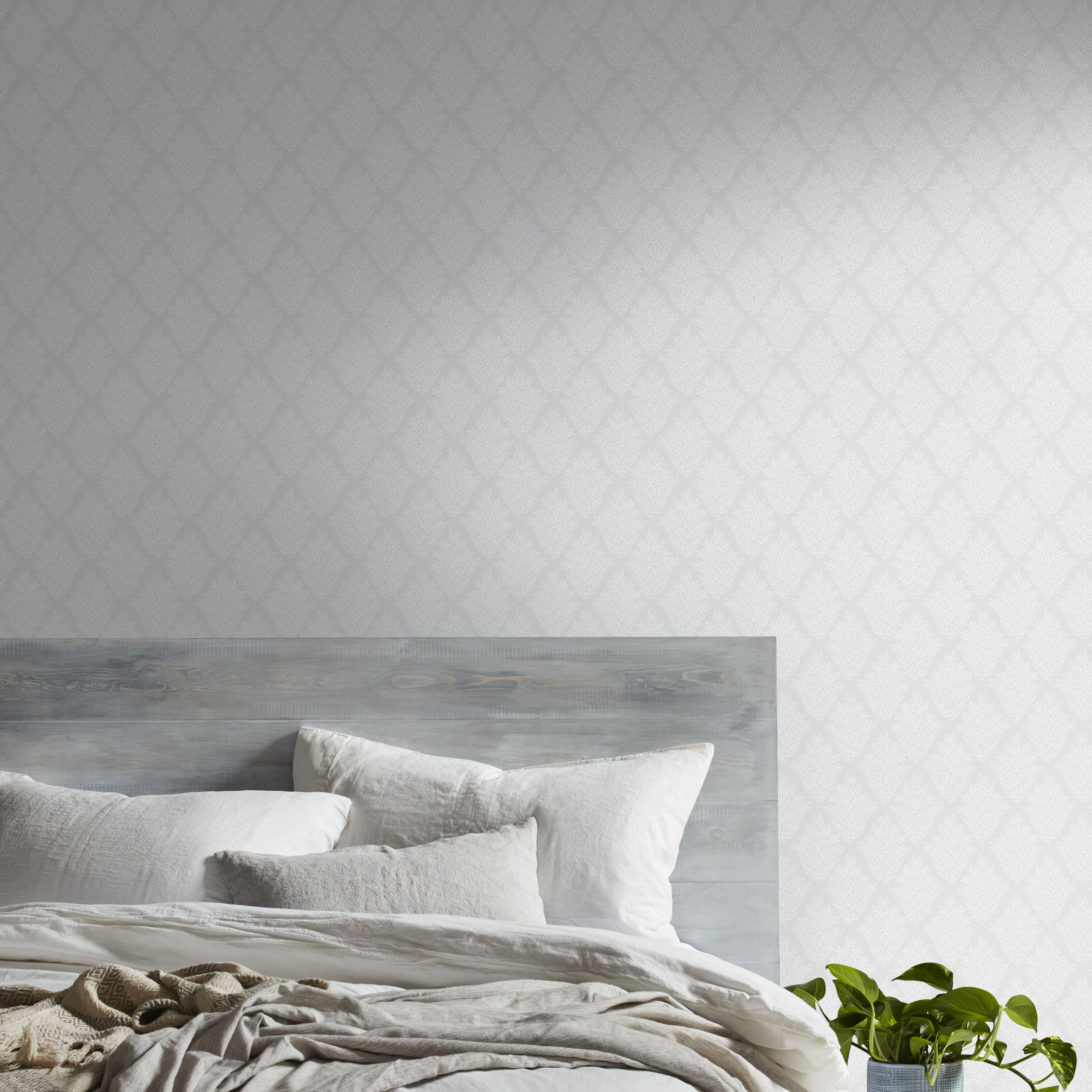 Acinos Grey Leaves Smooth Wallpaper Sample